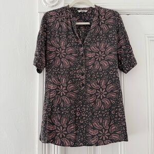 Tucker Grey and Pink Floral Silk Shirt